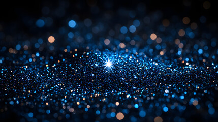 Wall Mural - Sparkling Cosmos of Light: Capturing the ethereal beauty of the cosmos, a shimmering collection of blue and gold bokeh creates a mesmerizing scene of starlight and depth.