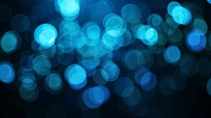 Wall Mural - Abstract Blurred Blue And Teal Bokeh Lights On Black Background