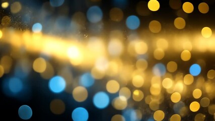 Wall Mural - Abstract Golden Bokeh Lights With Blue Accents and Dark Background