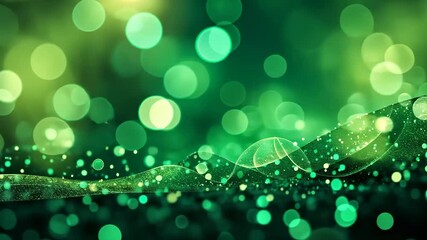 Wall Mural - abstract green background with bokeh effect and flowing light patterns