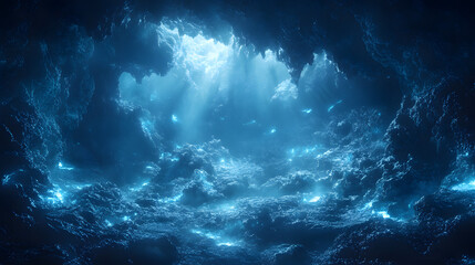 Wall Mural - Celestial Symphony: An artistic vision of an ethereal, cloud-filled expanse with radiant light beams piercing through, capturing the otherworldly atmosphere of the heavens.