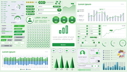 Wall Mural - a set of modern interface elements for business applications and websites: buttons, charts, menus, g