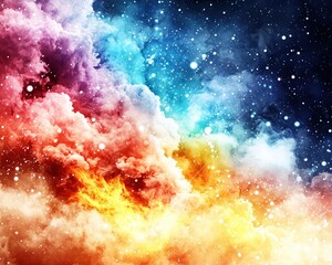 Fototapete - Vibrant Cosmic Nebula A Stunning Display of Celestial Colors and Fire