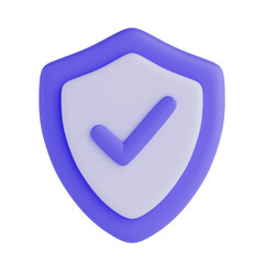 Aufkleber - Web Protection, Approved, Security and Guaranteed concept.  Lilac Shield Security with Checkmark Icon. 3d Rendering
