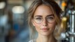 © isrofiyah - Portrait of a Young Woman with Glasses, Serene and Confident