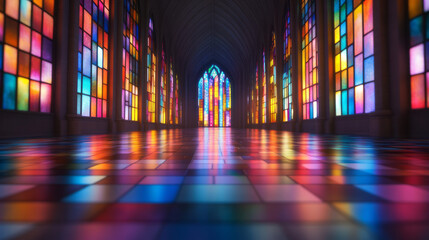 Leinwandbilder - A digital cathedral where the stained glass windows are animated code, depicting the truth in