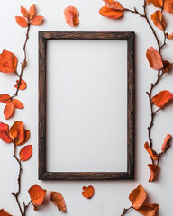 Aufkleber - A white linen background with subtle embroidery texture, scattered petals and a vintage photo frame,