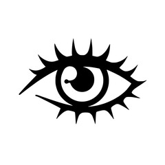 Wall Mural - stylized eye graphic with sharp lash details creates a dramatic look bold design on a plain backgrou