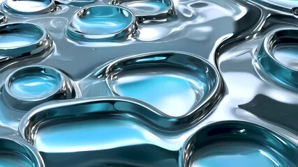 Wall Mural - fluid shapes and blue reflections create mesmerizing patterns