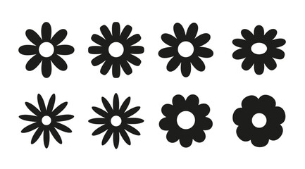 Wall Mural - collection of abstract black and white flowers. botanical floral icons and logos.