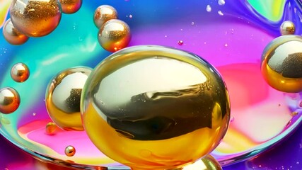 Wall Mural - colorful liquid art with bubbles creating stunning patterns