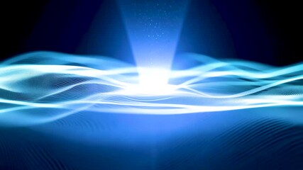 Wall Mural - visual exploration of blue light waves in a dark background
