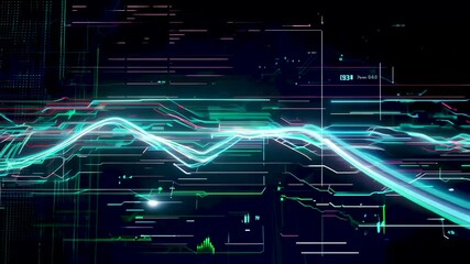 Canvas Print - digital wave patterns create mesmerizing visual effects in motion