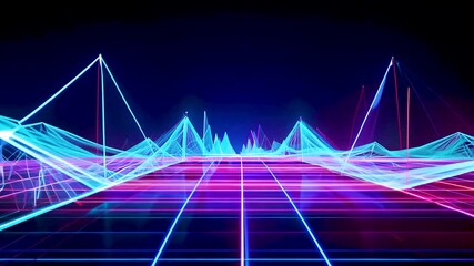 Canvas Print - dynamic sound wave visualization in futuristic digital landscape