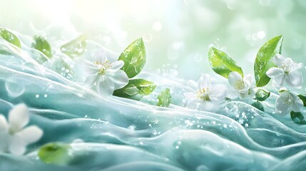Beautiful array of colorful flowers surrounded by crystal clear water showcasing air purification technology