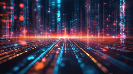 Digital Cityscape: A Futuristic Vision of Data Streams and Information Highways
