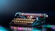 © Narongsag - Vintage Typewriter  Nostalgia  Writing  Technology  Retro  Office  Golden Keys  Dark Backg