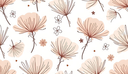 Naklejka na meble Seamless Floral Pattern with Elegant Soft Flowers