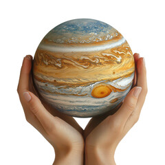 Wall Mural - A human holding jupiter planet isolated on cutout background.PNG