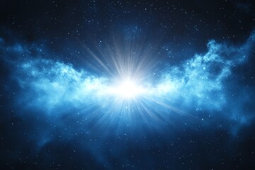 Wall Mural - celestial radiance: a serene blue nebula with glowing stellar burst