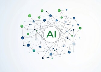 Wall Mural - abstract representation of artificial intelligence with a network of connected symbols