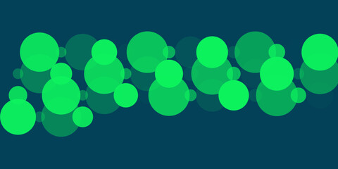 abstract vector illustration of green circles on a dark blue background, bokeh effect, modern design