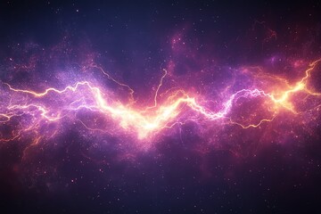 Wall Mural - cosmic energy: vibrant lightning bolts in a purple nebula