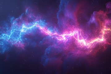 Canvas Print - cosmic nebula: electrifying pink and blue energy stream