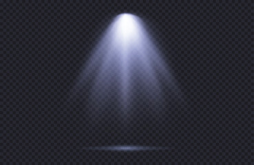 Wall Mural - spotlight effect background, magic blue shine, soft beams overlay on transparent bg. light source pr