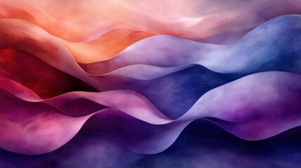 Wall Mural - abstract fluid dynamic forms in vibrant hues of pink, orange, purple, and blue. intricate folds and 