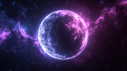 Wall Mural - Cosmic orb glowing in vibrant nebula