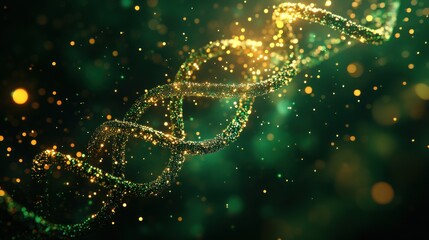 Golden DNA Helix with Green Bokeh