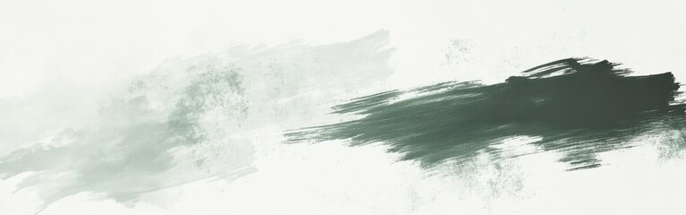Aufkleber - Soft green brush strokes on a white background create a calming and artistic design for modern decor