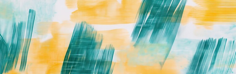 Aufkleber - Soft pencil strokes create an abstract composition blending teal and yellow hues with dynamic texture and movement