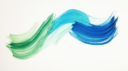 Aufkleber - Smooth arcs of pencil strokes create a gradient blending of green and blue shades on a blank canvas