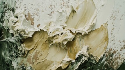 Aufkleber - Exploration of texture and color in an abstract painting featuring muted olive green tones