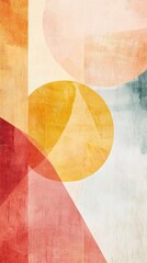 Poster - Warm-toned abstract design featuring soft peach and vibrant circular shapes in a harmonious composition