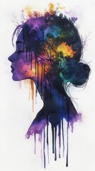 Poster - Surreal representation of a glowing woman with vibrant colors and flowing patterns