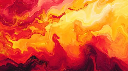 Aufkleber - Dynamic gradient of fiery red orange creating a vibrant abstract composition with swirling patterns