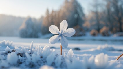Wall Mural - winter nature backdrop. winter scenery. winter vista. ice-covered flower.