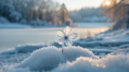 Wall Mural - winter nature backdrop. winter scenery. winter panorama. frosted flower.
