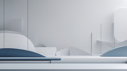 Wall Mural - minimal abstract futuristic blue interior scene..