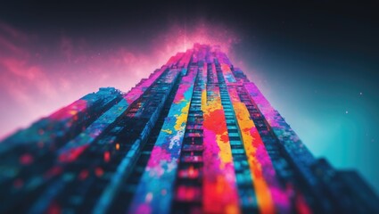 Wall Mural - an artistic representation of a remote skyscraper.