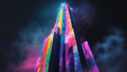 Wall Mural - an abstract illustration of a distant skyscraper.