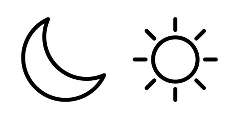 Vector isolated Brightness icon set in black outline