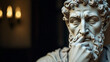© Dmi - An ancient statue of a thoughtful figure, with a serene and contemplative expression. The statue exudes wisdom and mystery, capturing the essence of timeless art and classical beauty in its design.