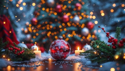Wall Mural - winter christmas scenery