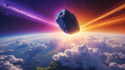 Wall Mural - assault of the asteroid (meteor) on the earth