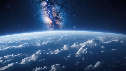 Wall Mural - view of stars and the milky way over earth from space.