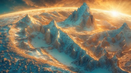 Wall Mural - winter landscape illuminated by the sun. carpathian mountains.